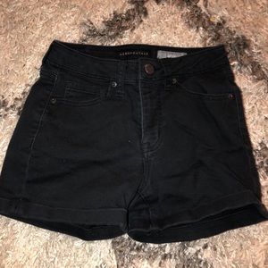 black jean shorts